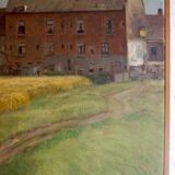 Peinture impressionniste d'une scène de ferme belge