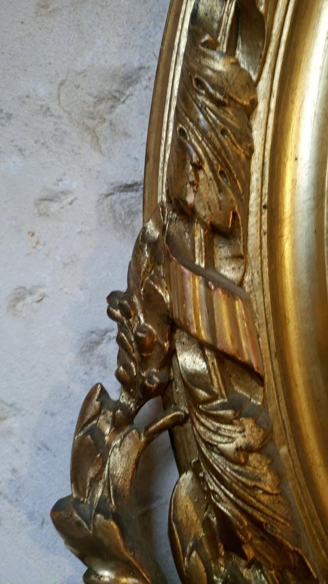 Mirror oval wood stuck and Golden State 110 x 68