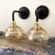 Pair of vintage sconces in electrified golden glass to nine
