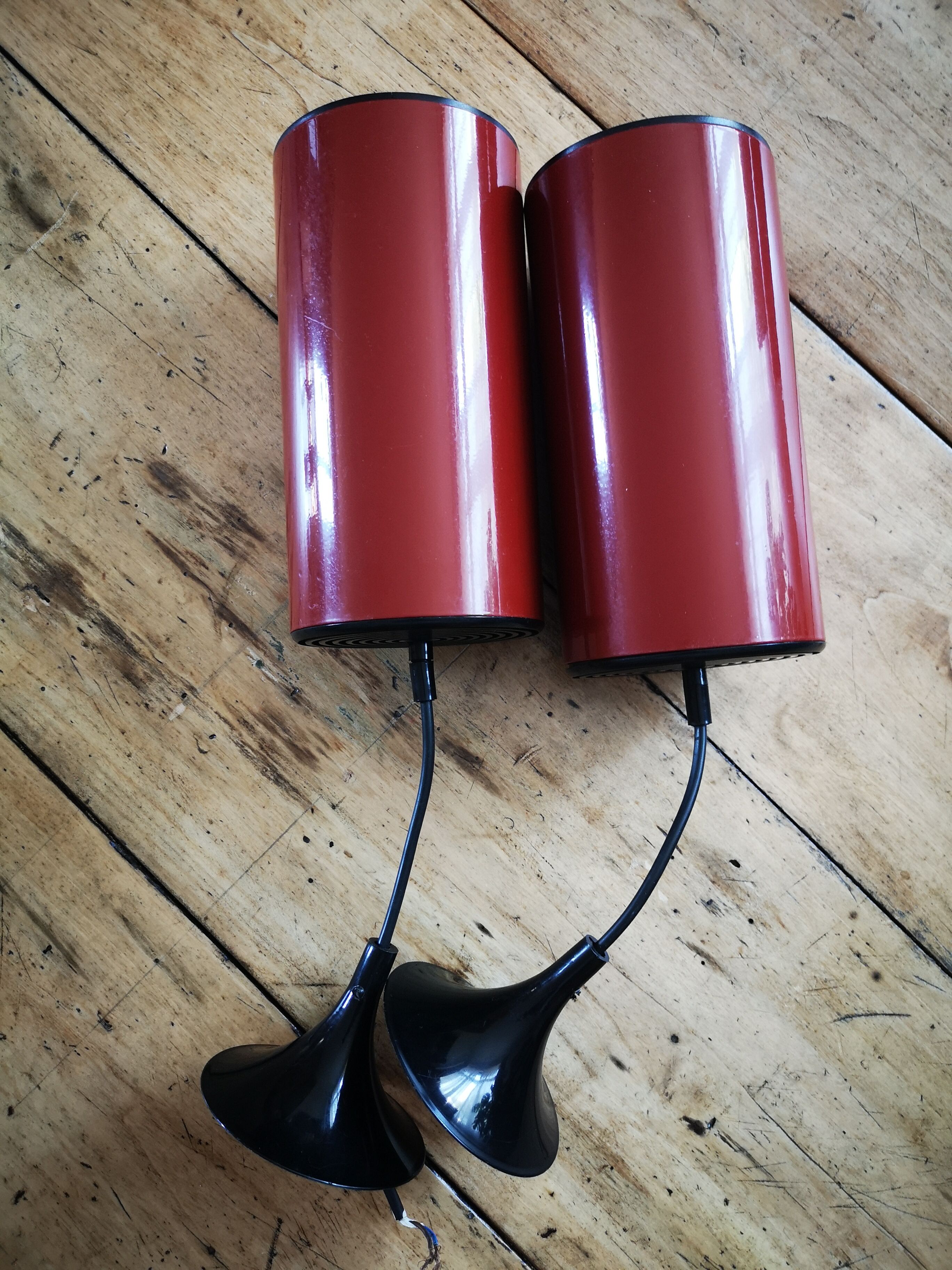 Pair of two hanging lamps lita year 70