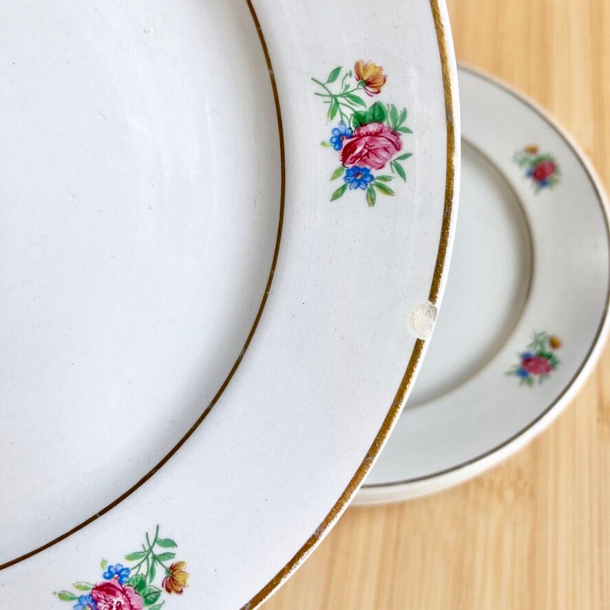 6 dessert plates demi-porcelaine Lunéville