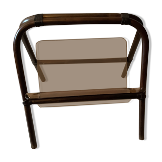 Bamboo and plexiglass magazine rack 1970