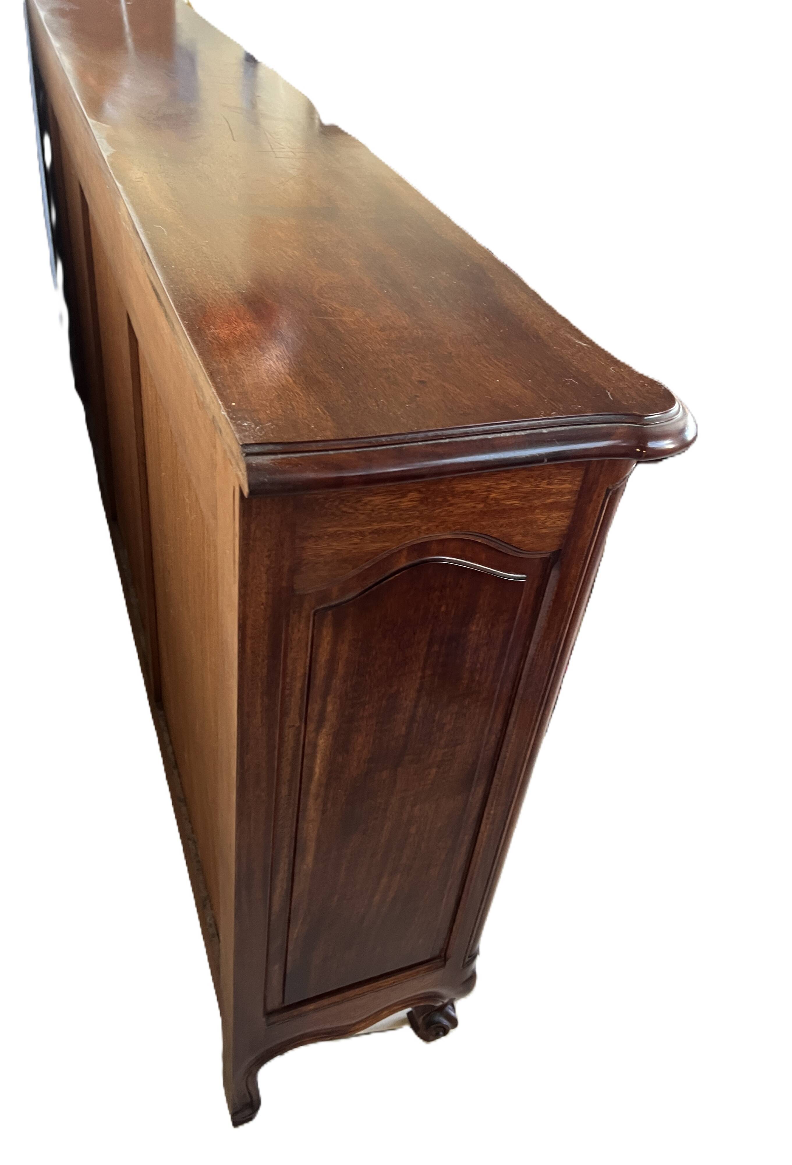 Louis XV Style Sideboard in Mahogany with Four Doors