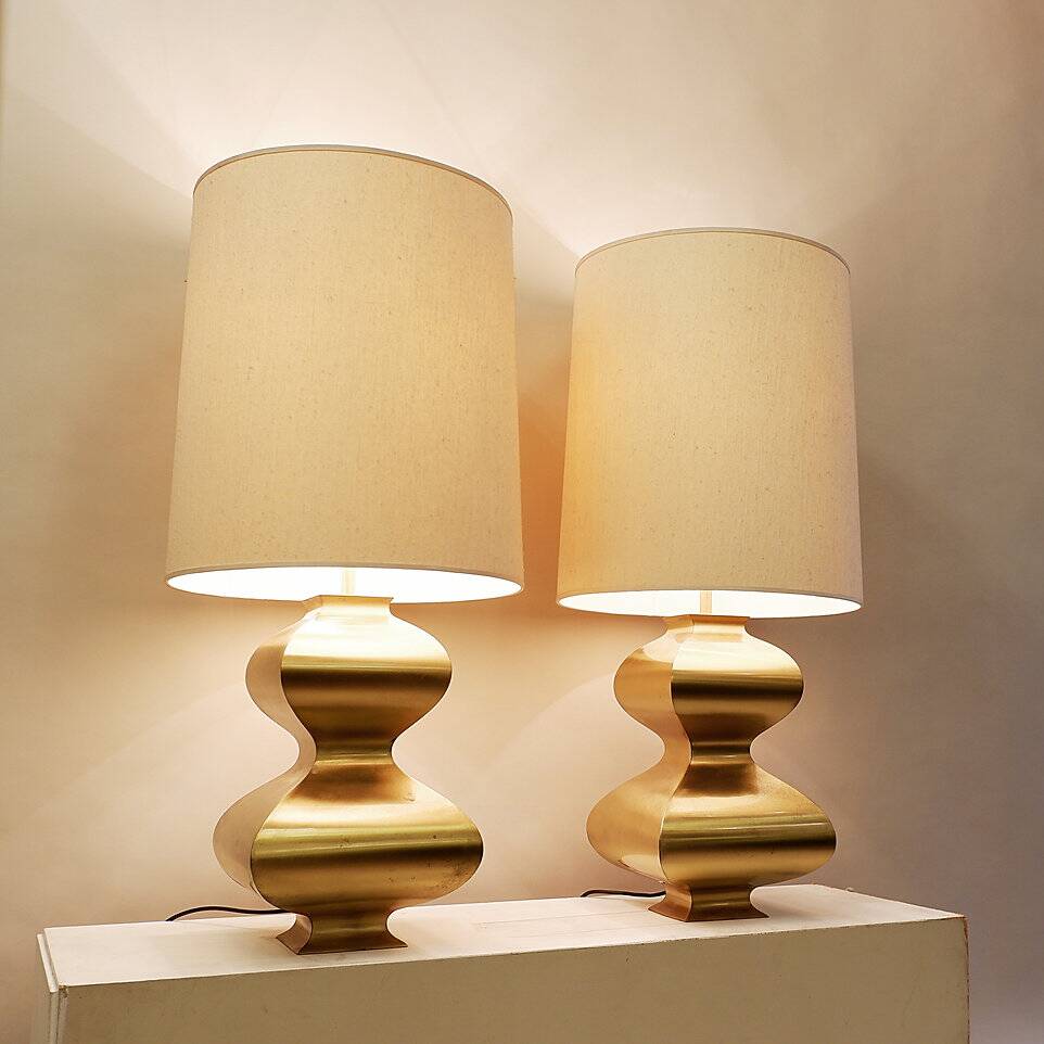 2 brass lamps, circa 1970