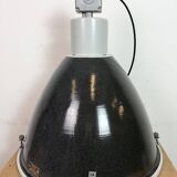 Large Industrial Enamel Factory Pendant Lamp with Glass Cover, 1960s
