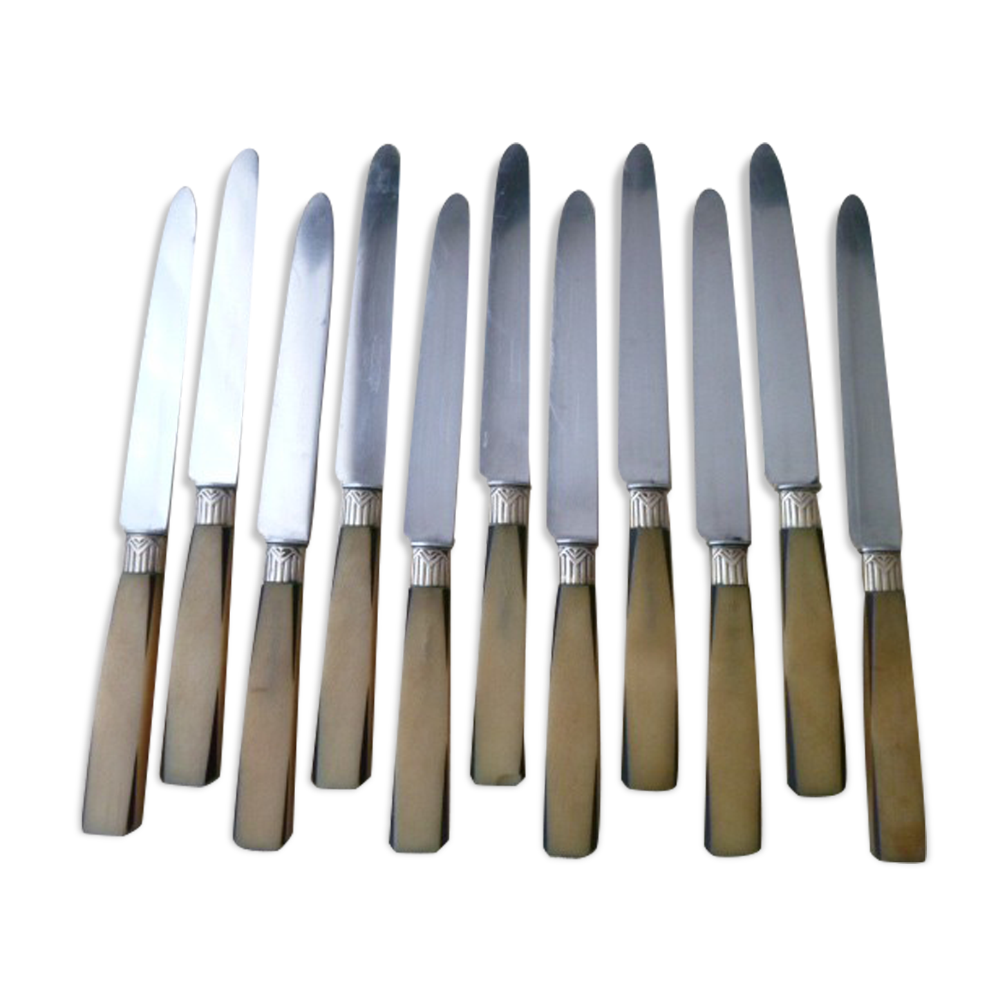 Set de 10 couteaux de table manche en corne bovine Style Art Déco