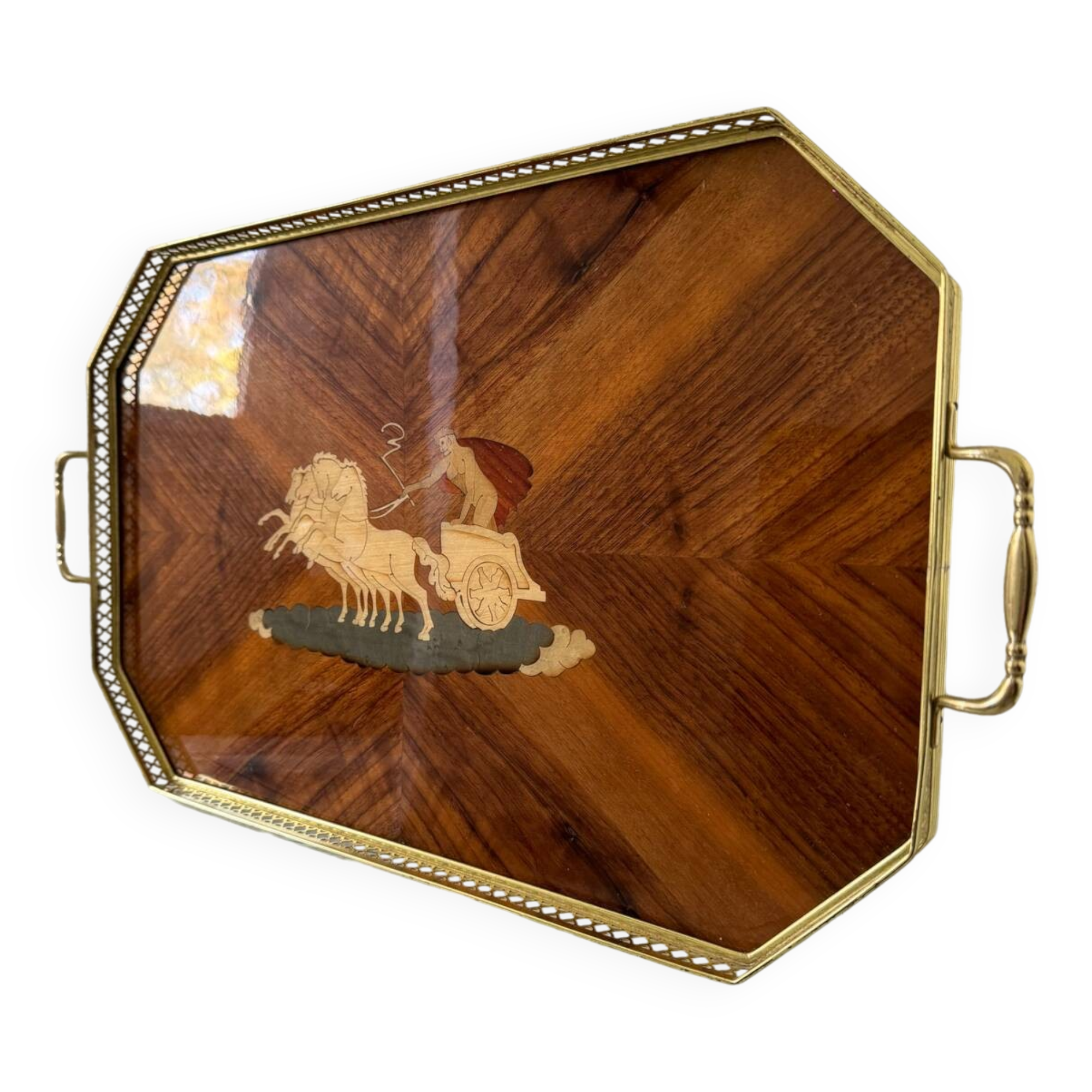 60s marquetry tray