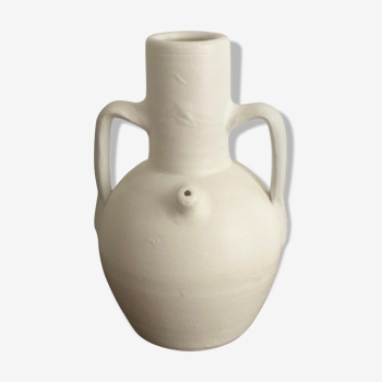 Minimalist white terracotta vintage amphora vase