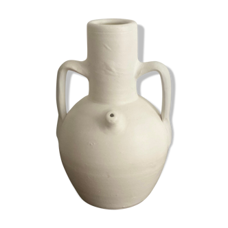 Minimalist white terracotta vintage amphora vase