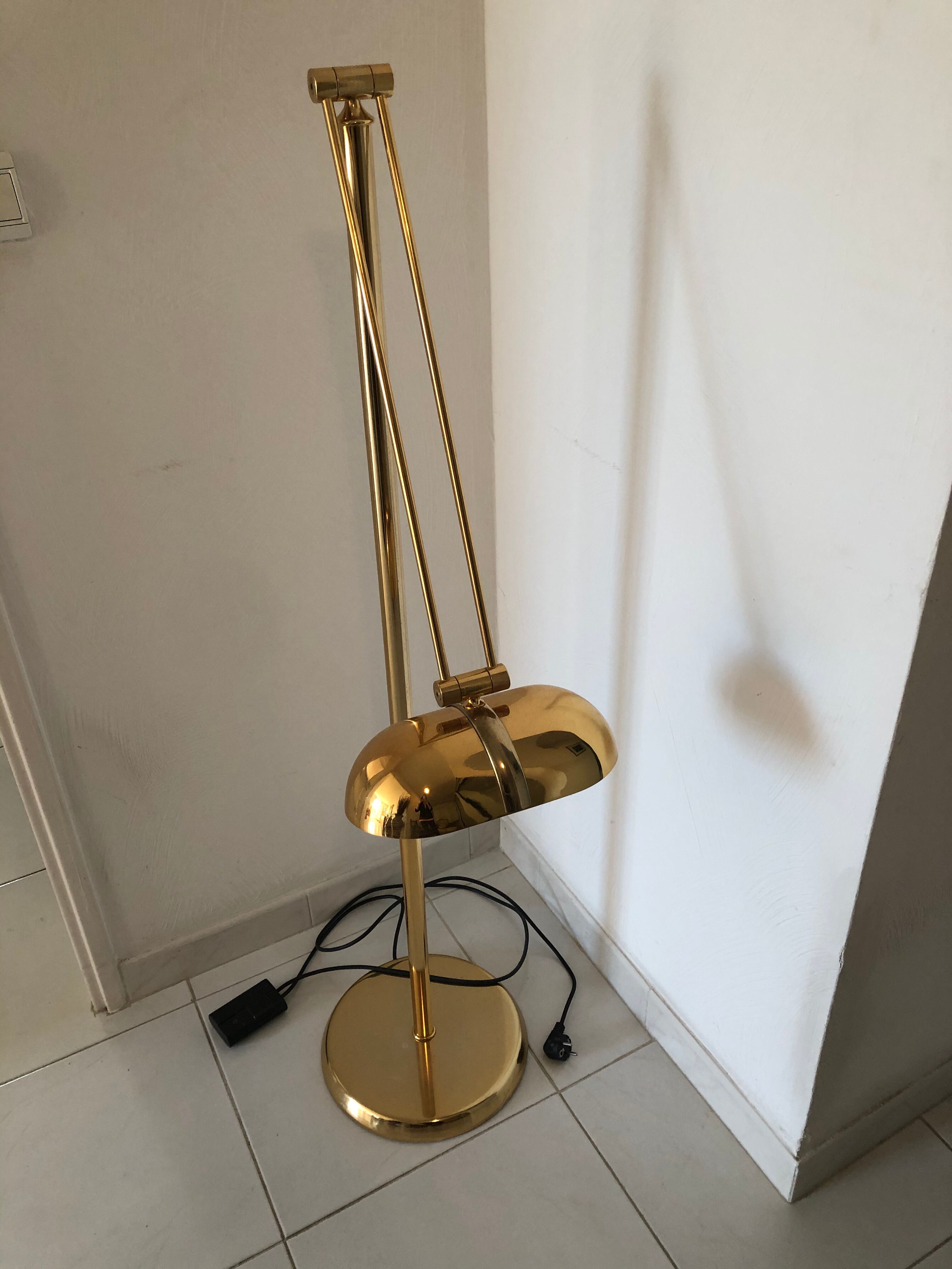 Lampadaire halogène doré vintage