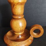 Vintage olive wood hand candle holder Oliv art made in Spain