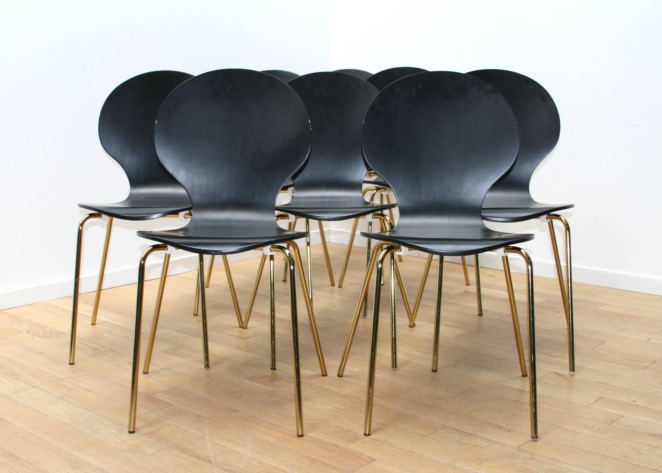 Suite of 8 designer dining room chairs