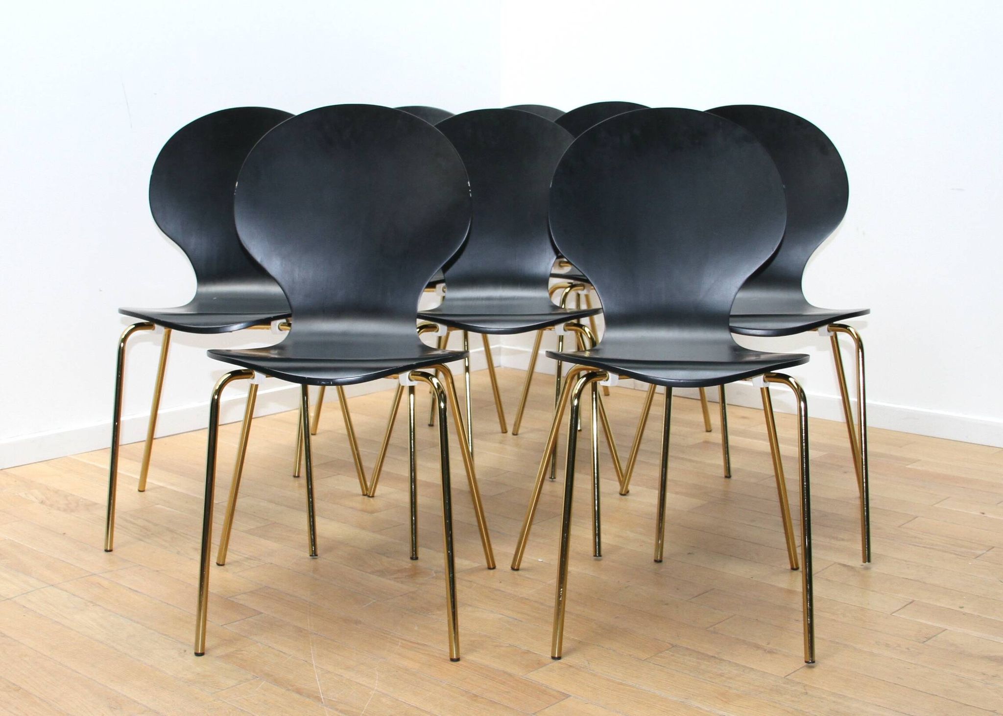 Suite of 8 designer dining room chairs