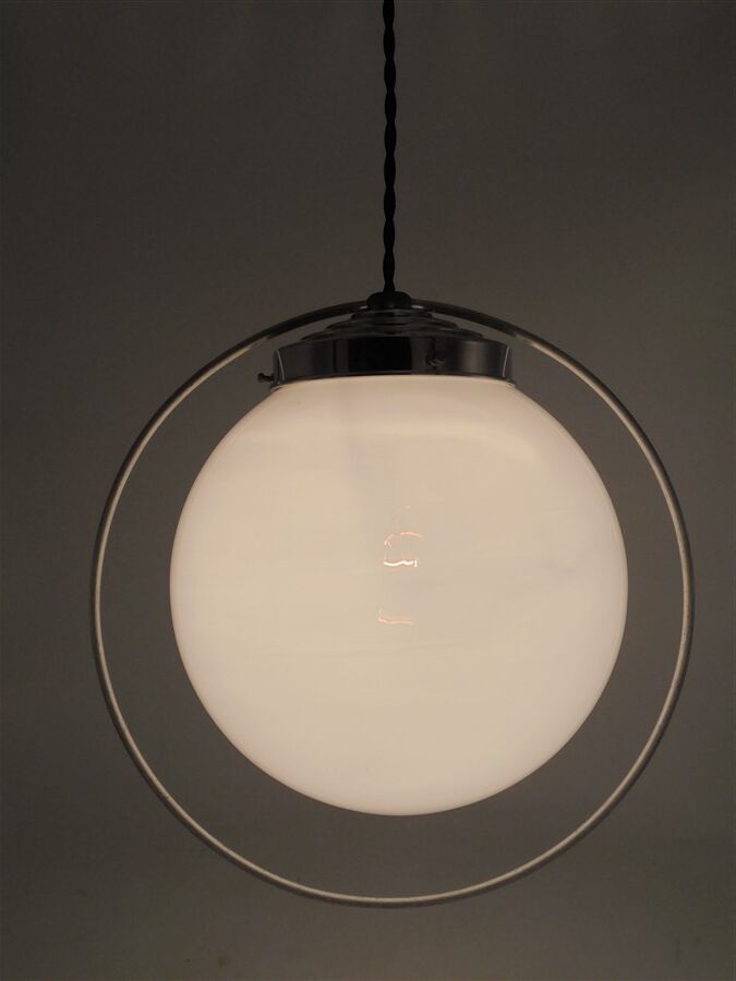 Opaline globe pendant lamp