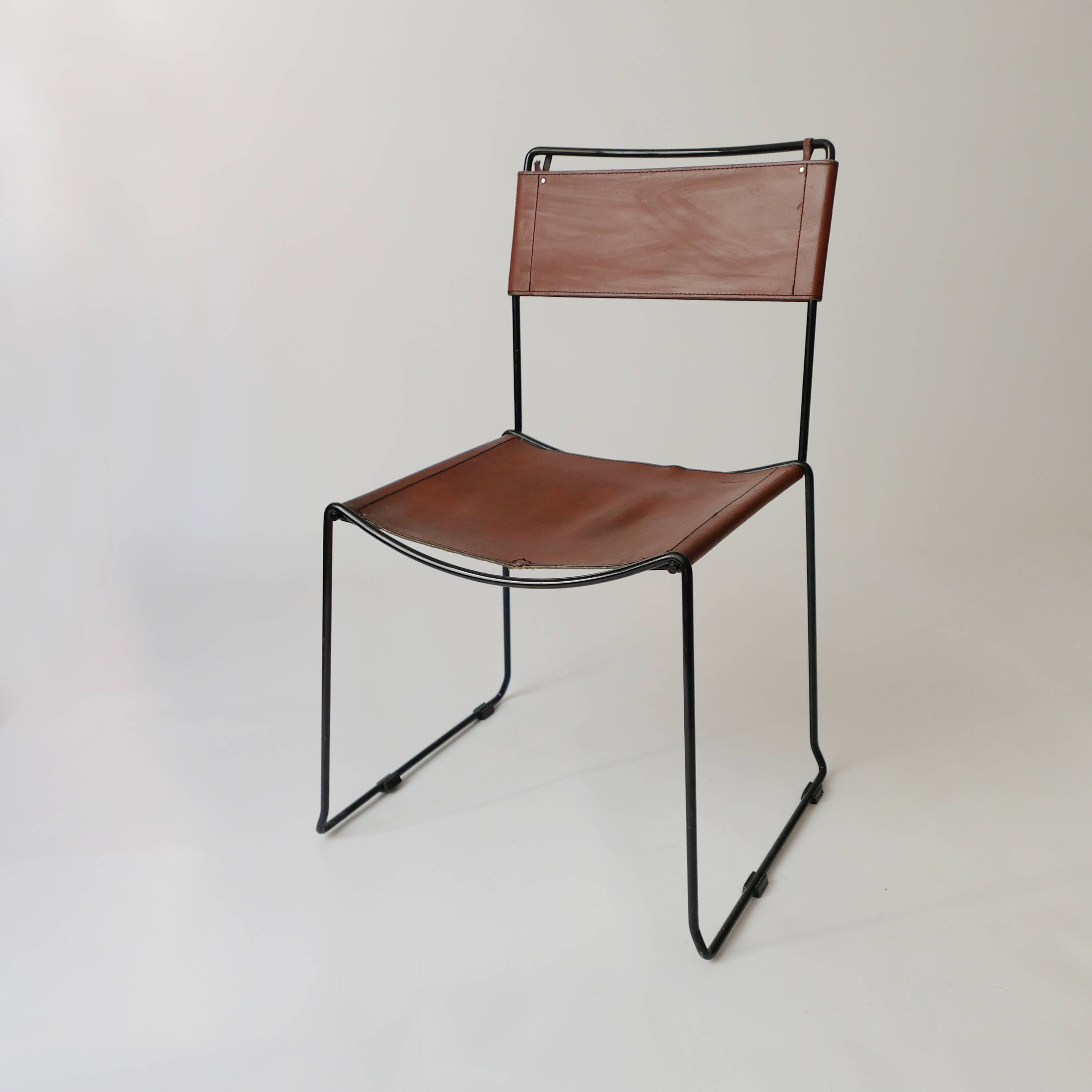 Stacking Chairs by Giandomenico Belotti for Alias, 1980s in leather
