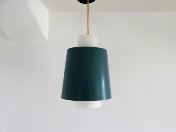 Suspension vintage en verre opalin 1960s