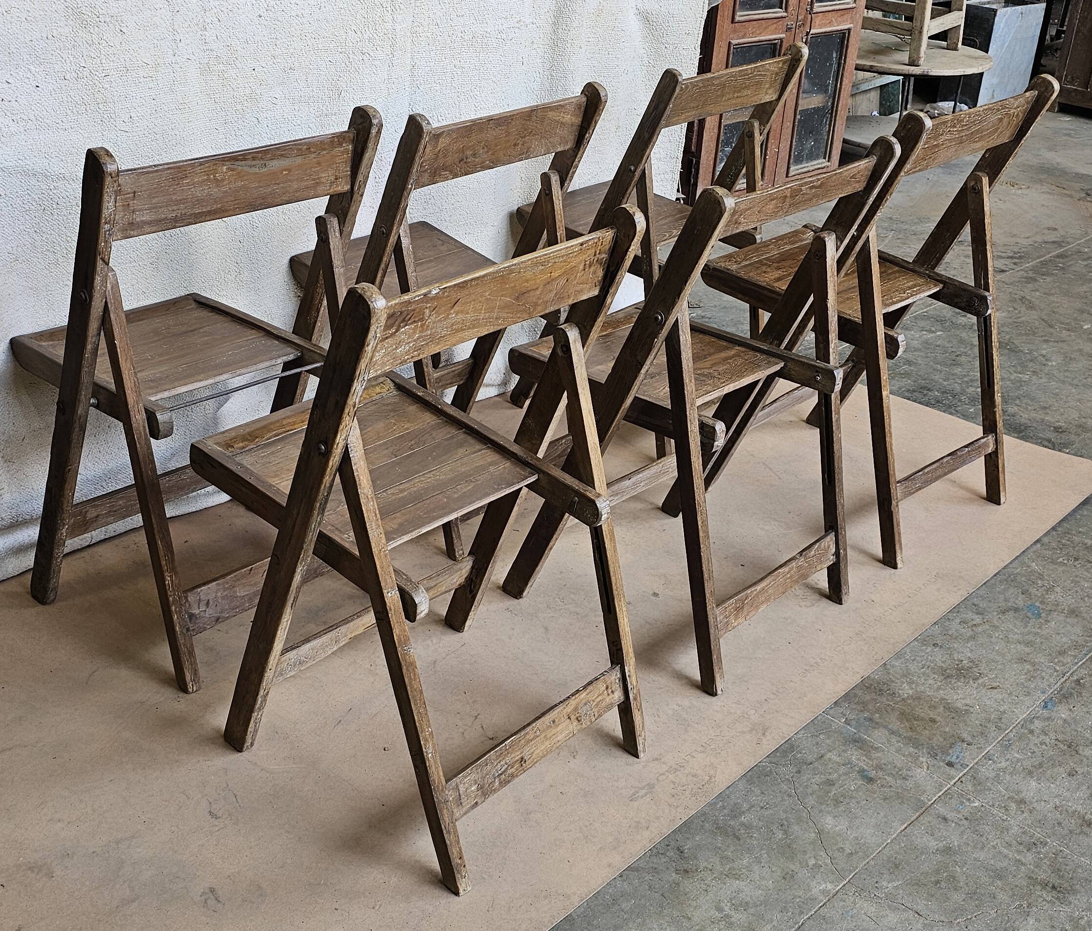 Lot de 6 chaises de cinéma pliante en teck