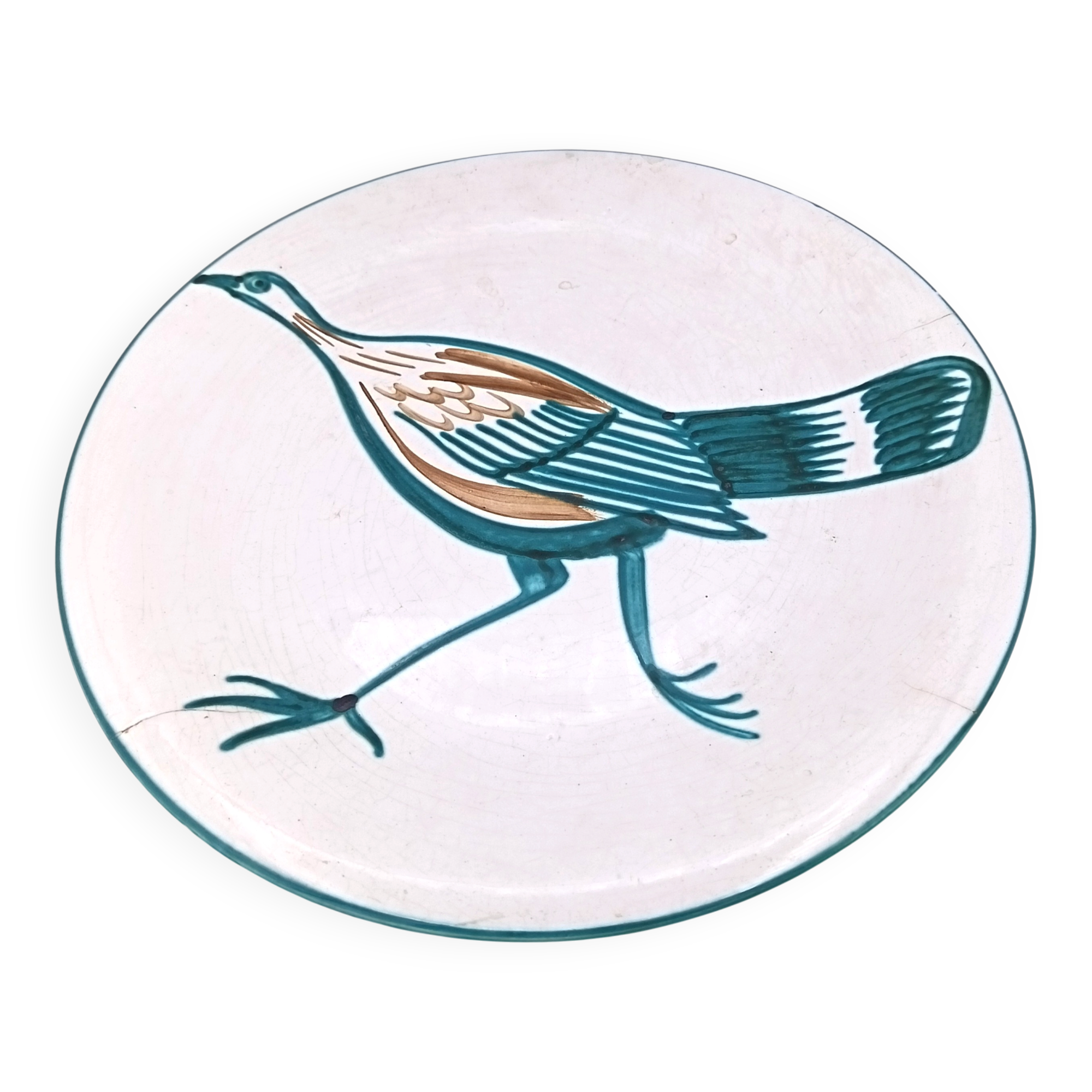 Large ceramic dish signed Roger Picault