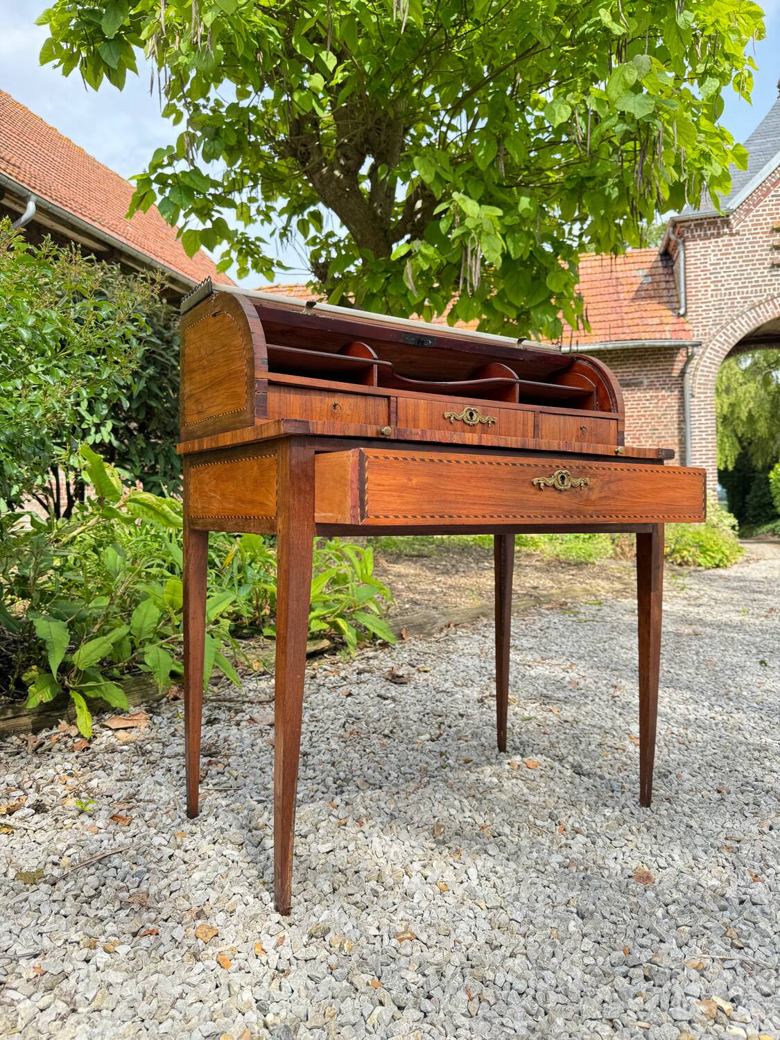 Vassou Jean Baptiste Cylinder Desk In Marquetry Louis XVI Period XVIII Eme Century