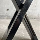 Suzy folding chair by Adrian Reed — Brown wooden mid-century minimalist folding chair, compact X-frame