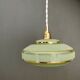 Vintage lampshade pendant lamp in green and gold granite glass