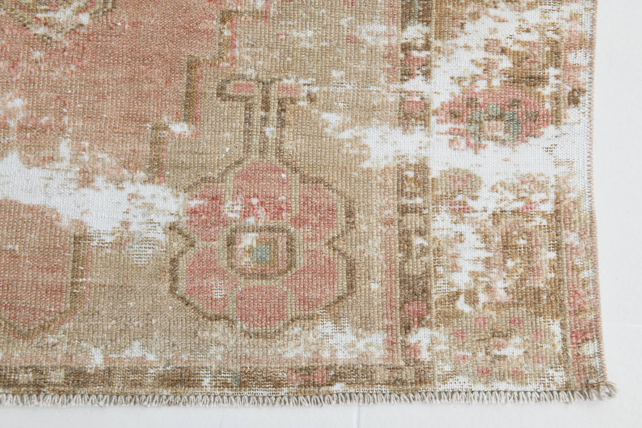 4x7 Cream & Brown Oriental Vintage Area Rug, 118x210Cm