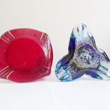 Murano glass vases red and blue