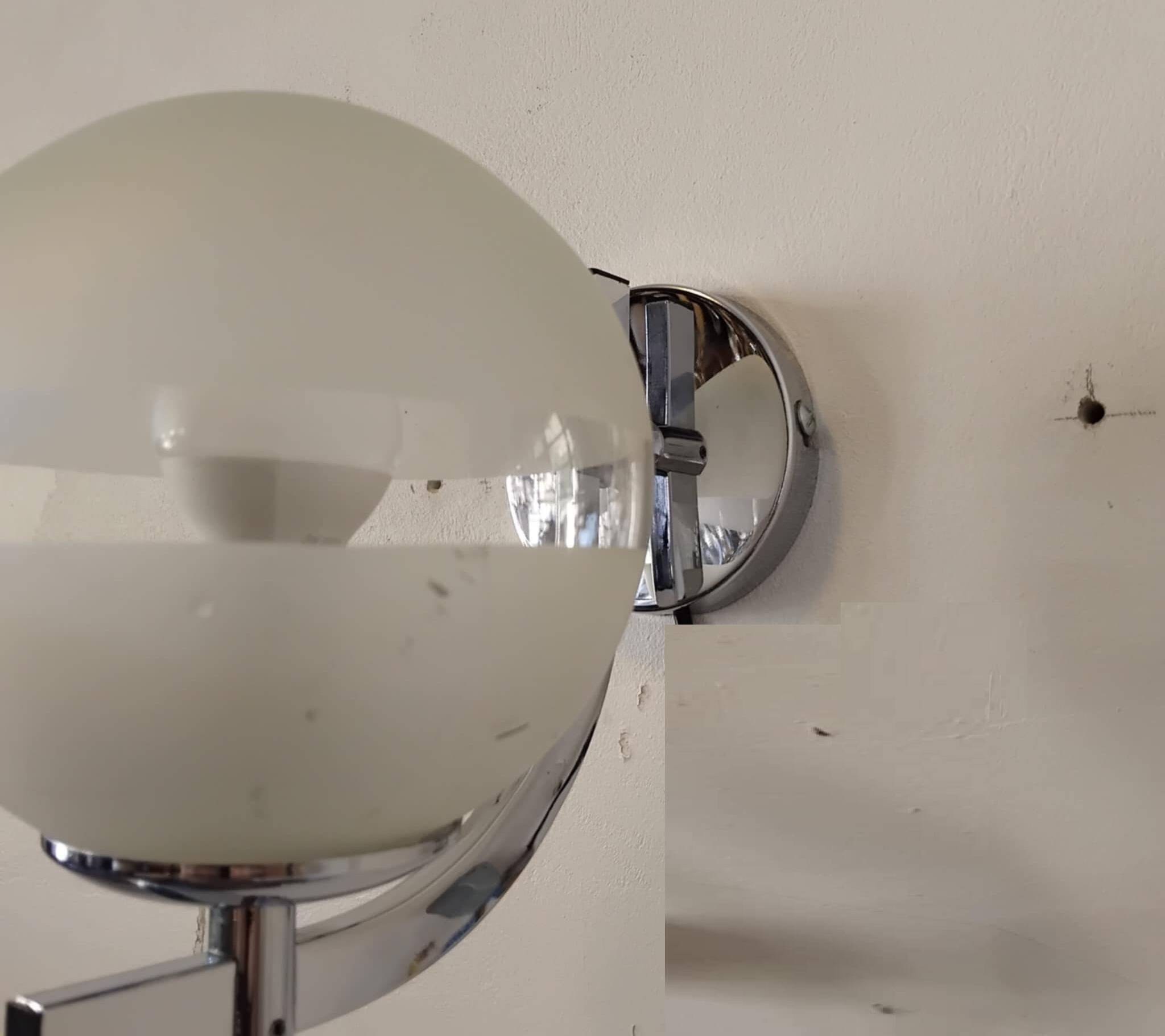 Vintage chrome and glass wall light