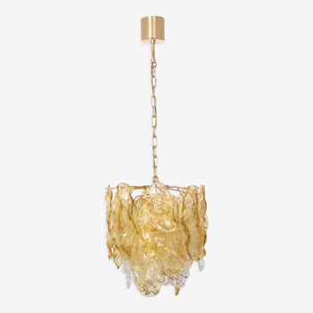 Stunning Mazzega Glass Panel Chandelier, Italy, 1970s