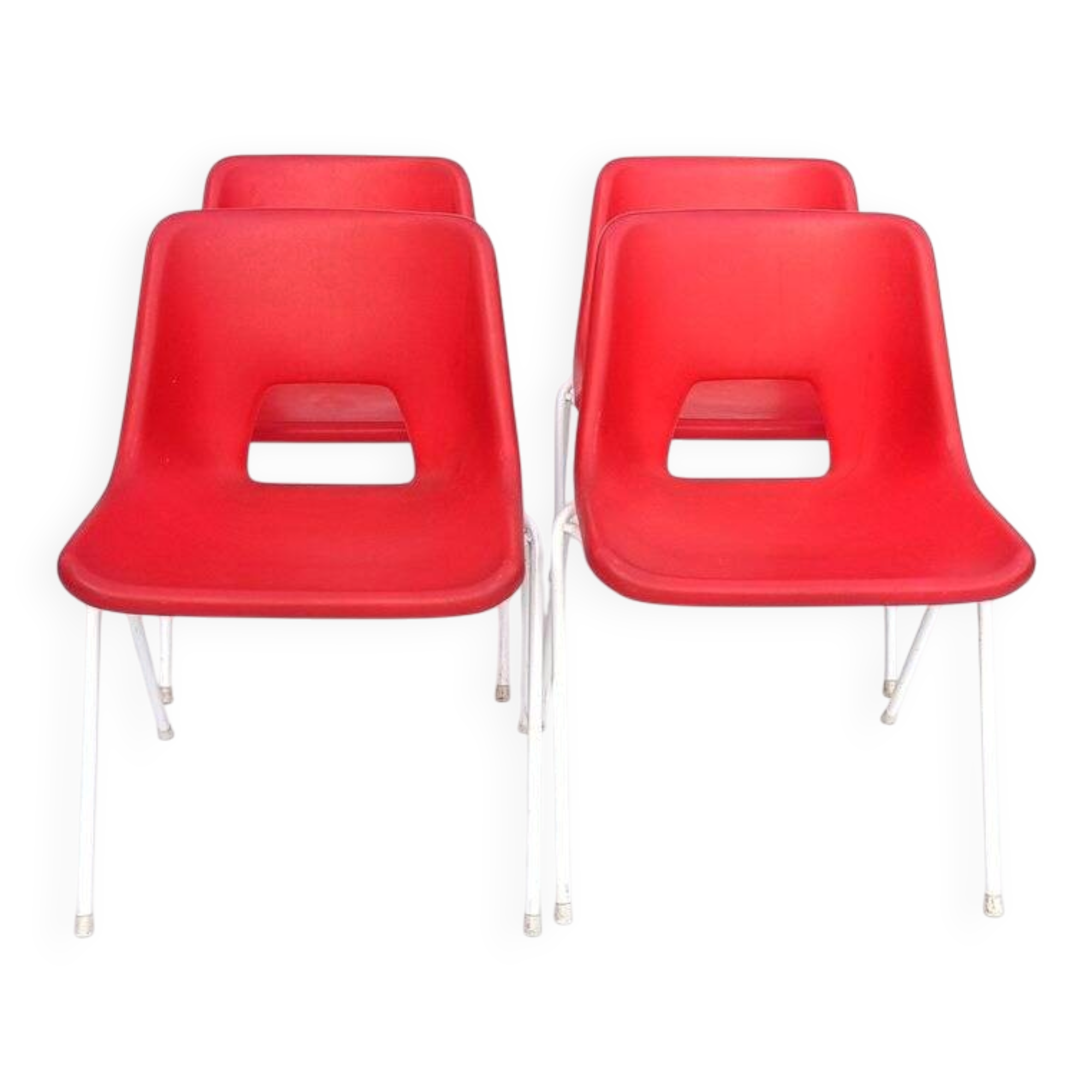 Danish plastic red chairs by Niels Gammelgaard for Ikea, 1984, set of 4