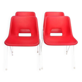 Danish plastic red chairs by Niels Gammelgaard for Ikea, 1984, set of 4