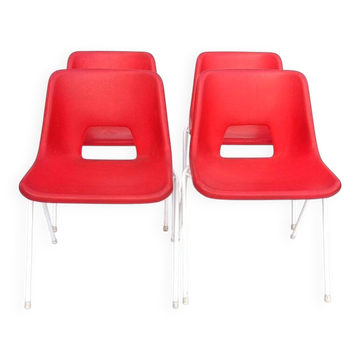 Danish plastic red chairs by Niels Gammelgaard for Ikea, 1984, set of 4