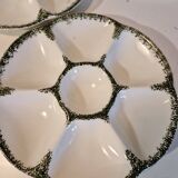 Lot of 8 oyster plates in GIEN France barbotine earthenware stamped