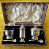 Service à Condiments Art Déco en Argent Massif Walker & Hall 1940