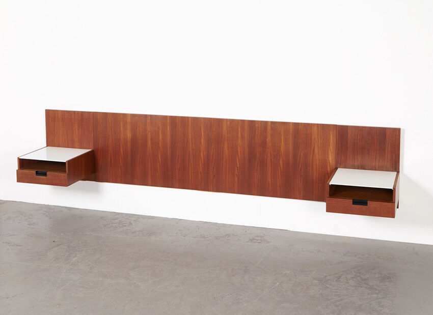 Pair of bed cabinets and headboard Japanese Series by Cees Braakman for Pastoe 1958