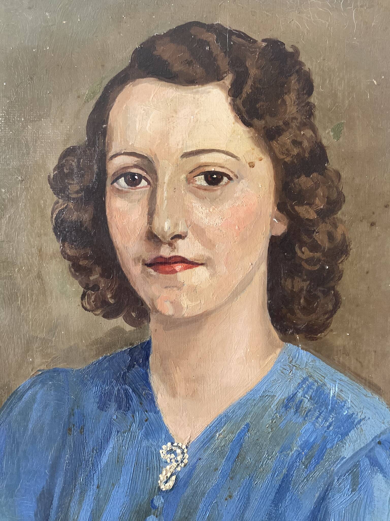 Signed portrait of a woman