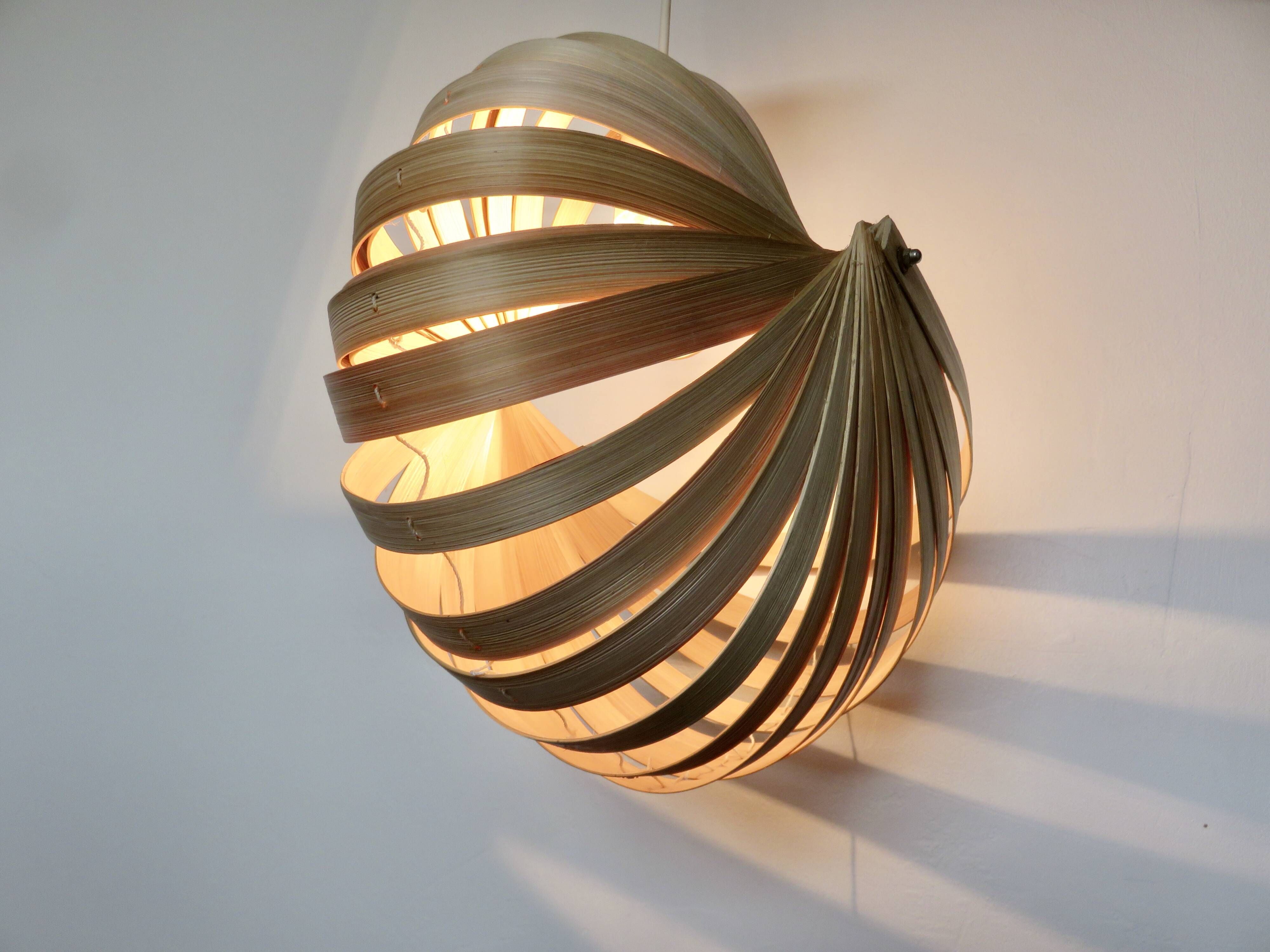 Scandinavian pendant light made of birch slats, 1990s