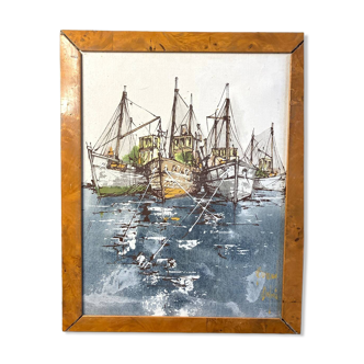 DUFOUR (Bernard), Oil on canvas, The Trawlers, 20th century