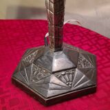 Antique 1930s regul lamp with painted opaline lampshade, art deco, 36x18