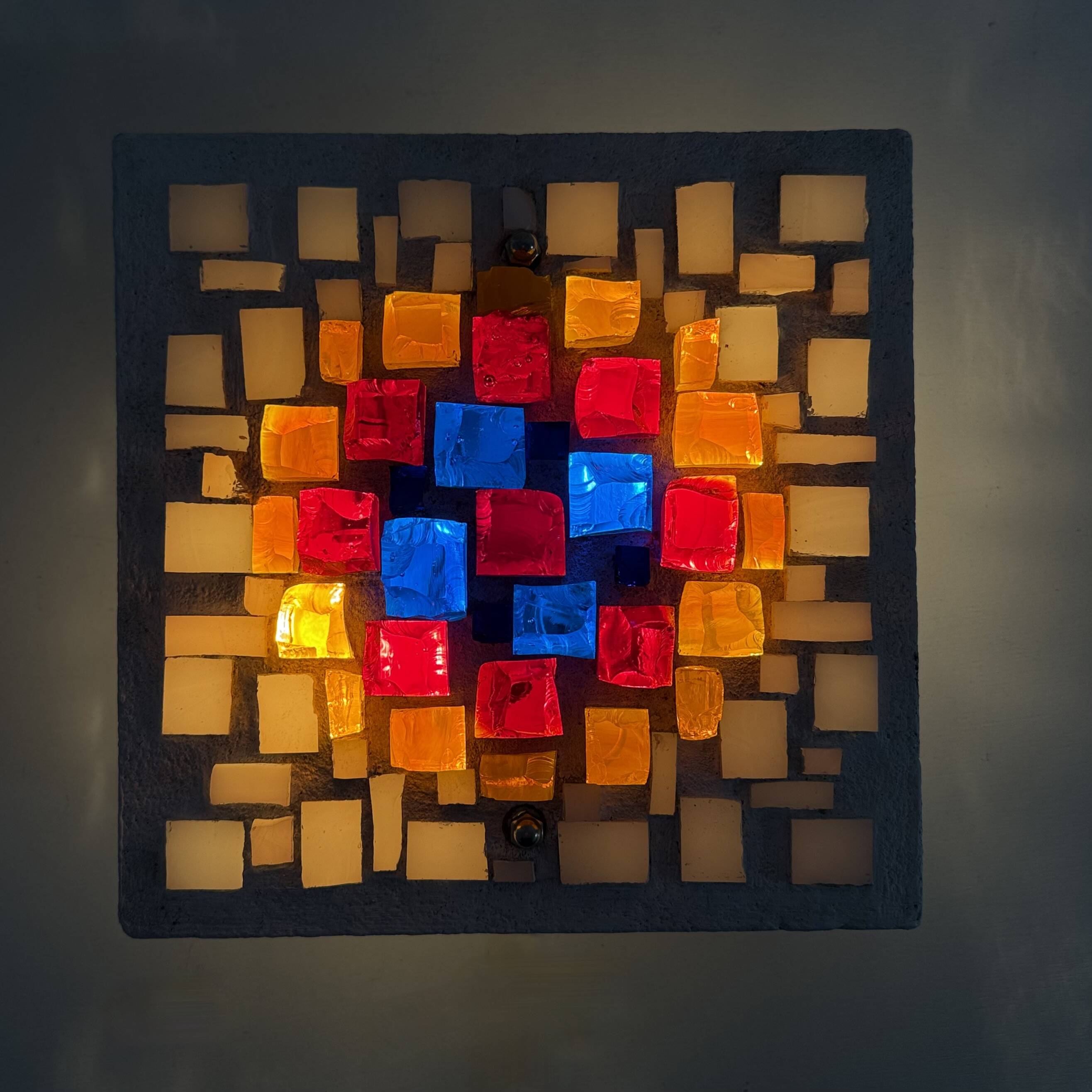 Brutalist wall lamp Glass with resin , 1970s , Germany