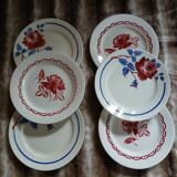 6 mismatched antique flat plates