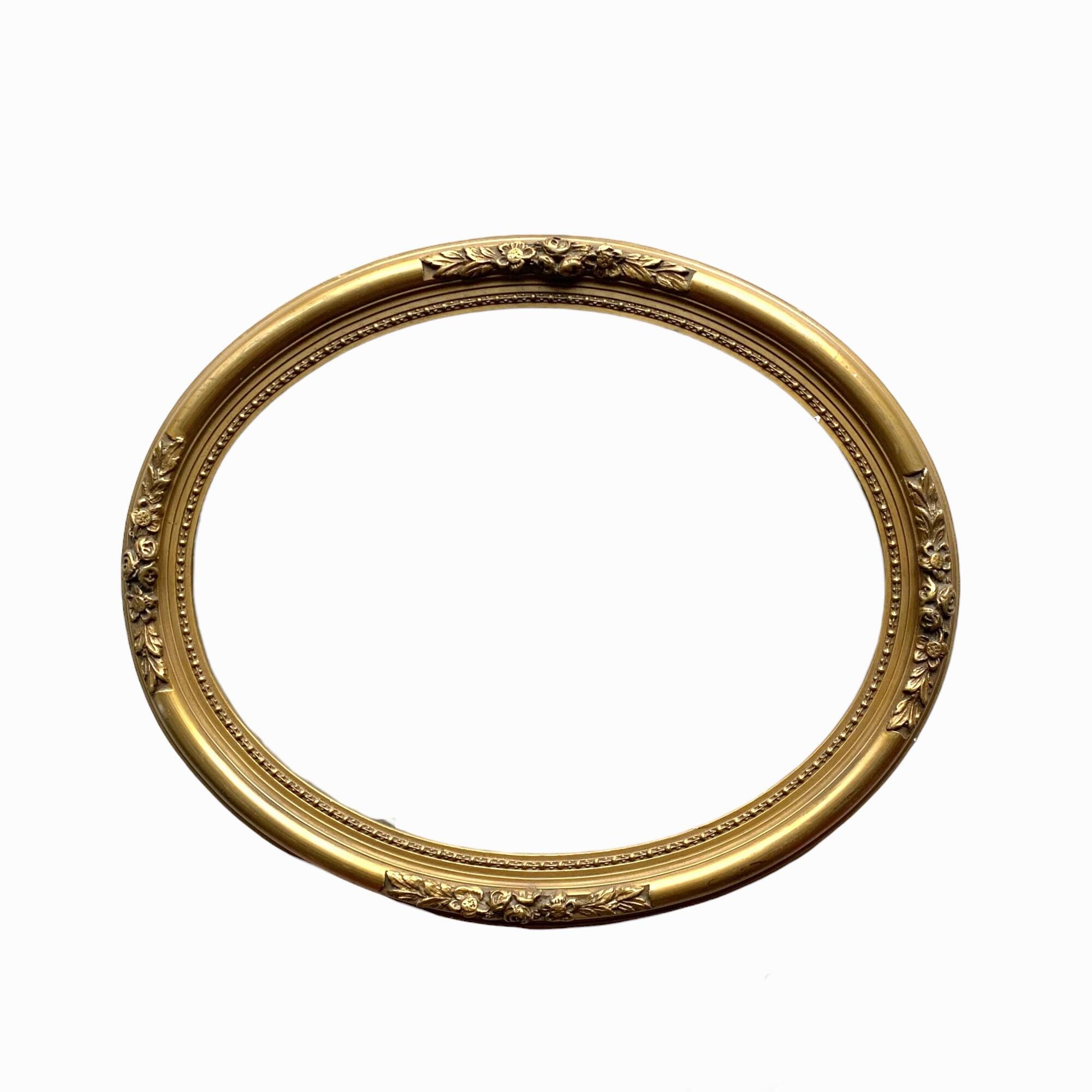 Art Deco oval frame in gilded stucco and wood