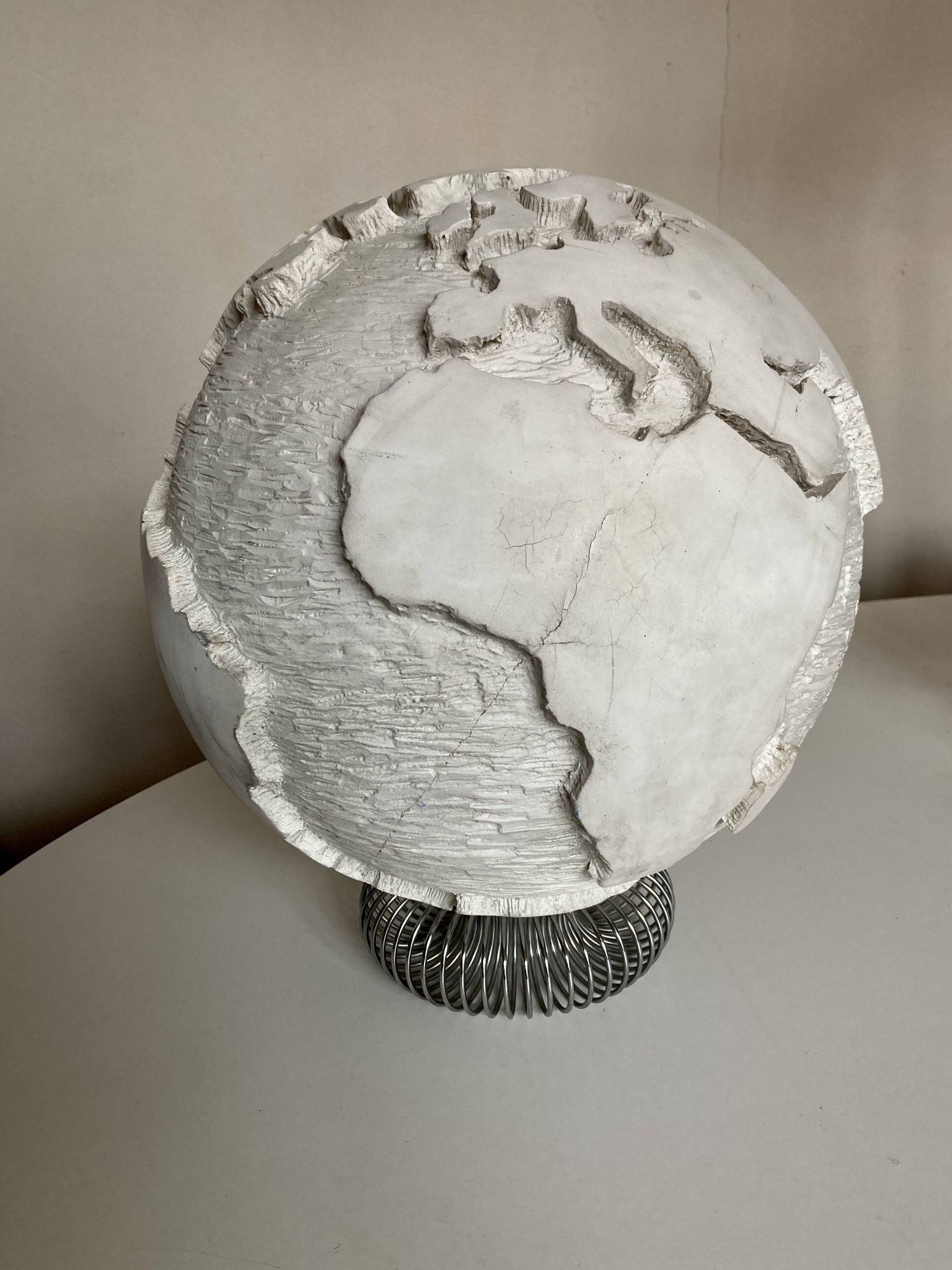 Space Age plaster globe in relief 1960 XXL