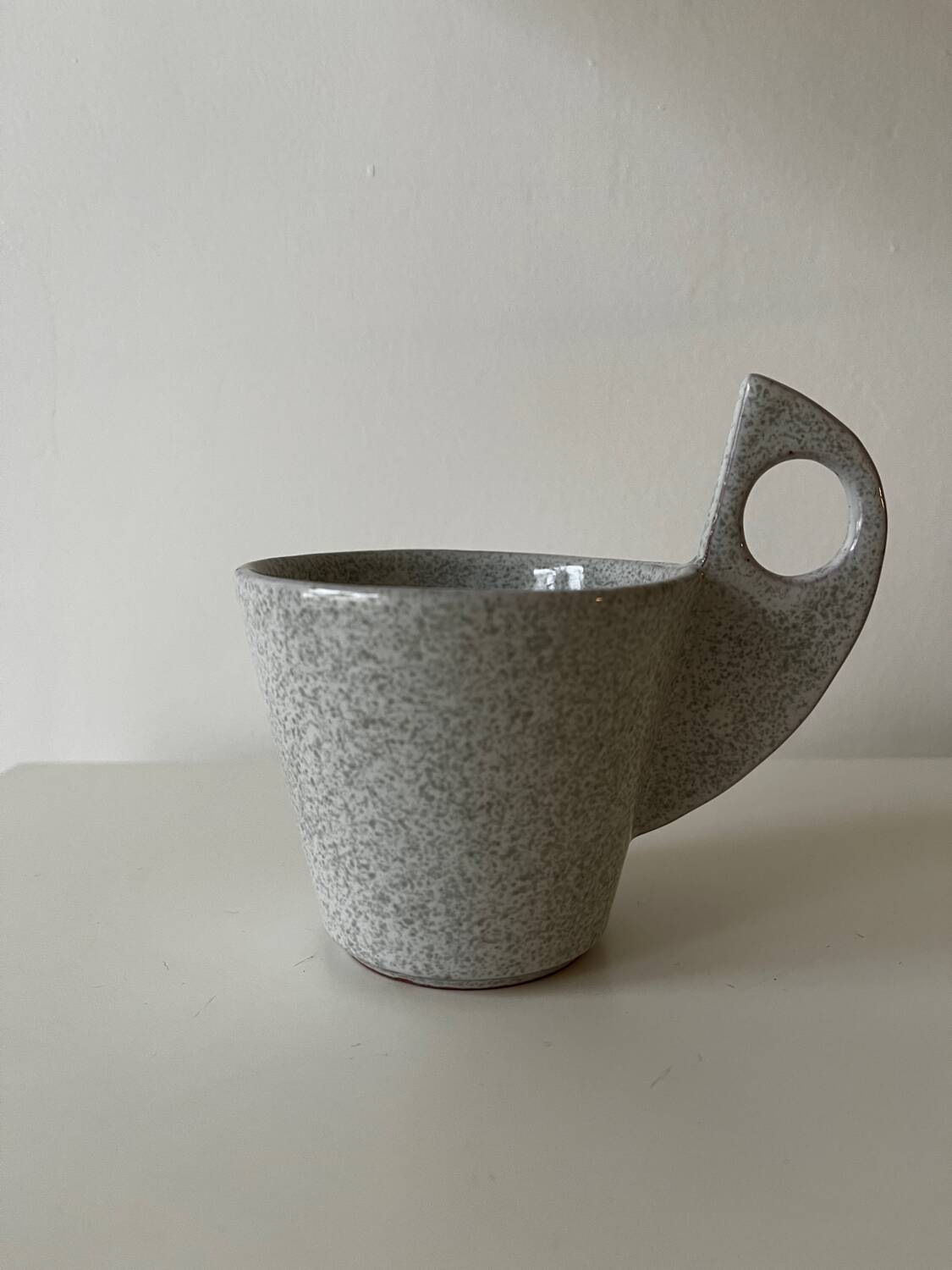 80s/90s design tea set, speckled ceramic, teapot + 6 cups.