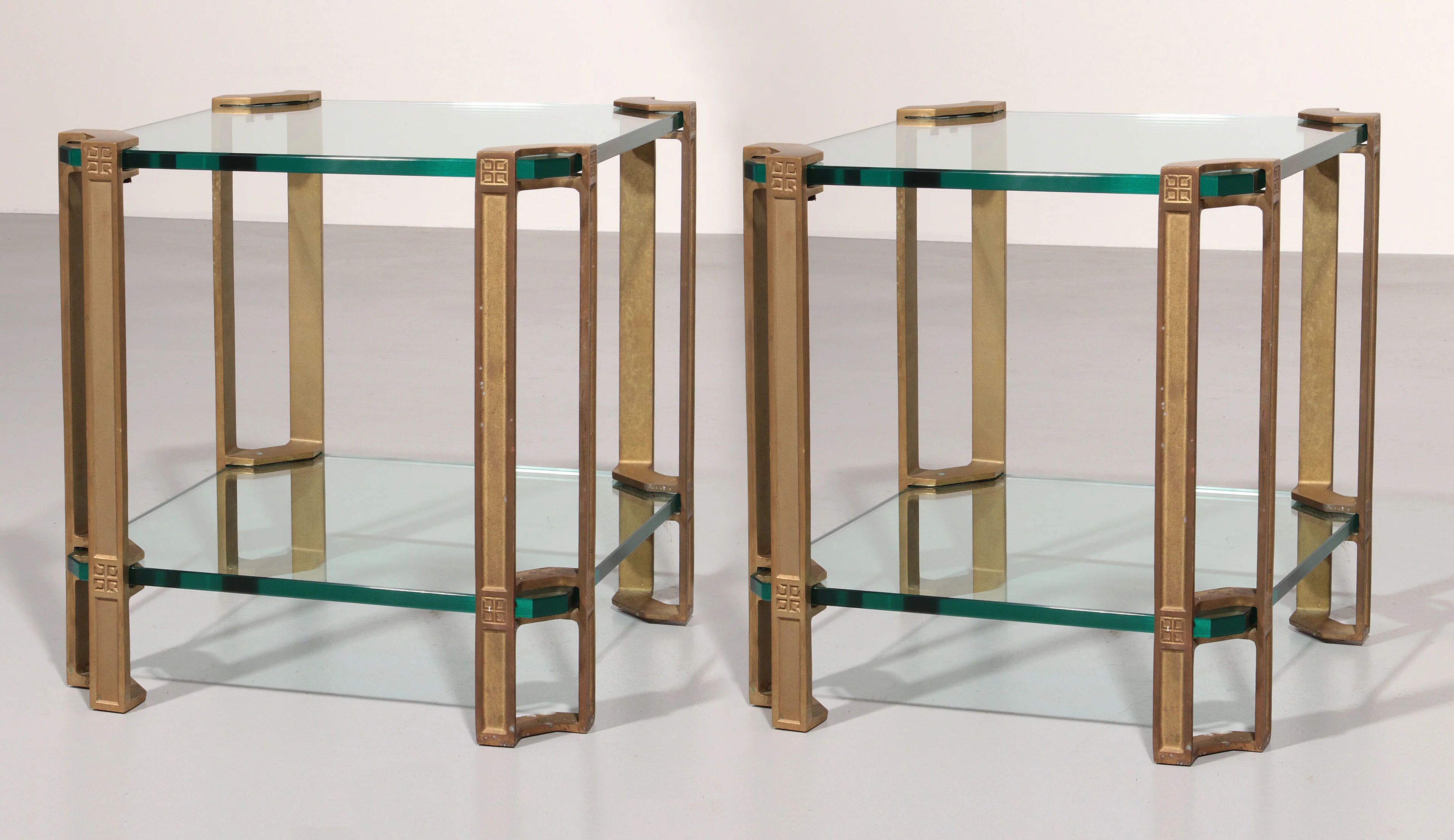 Peter Ghyczy side or coffee tables T24 double glass 70s design 45x45x45
