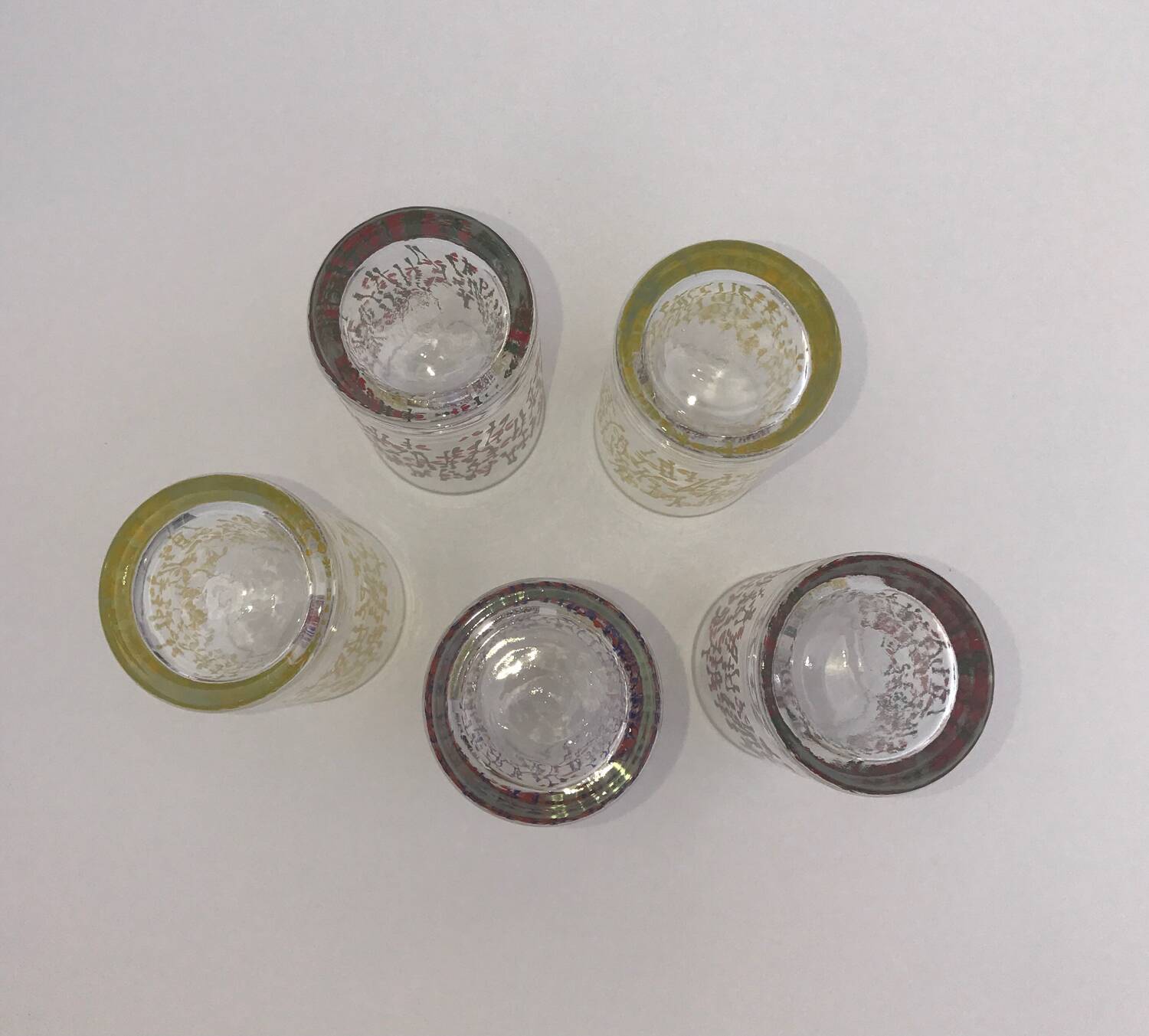 Set of 5 antique glasses