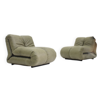 Pagru leather lounge chairs Claudio Vagnoni 1P Italy 1971 , set of 2