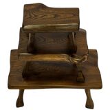 Mid-Century Organic Wooden Side Tables, circa 1960's wabi sabi brutalist