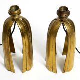 Pair of large extraordinary heavy Mid Century brass table lamps