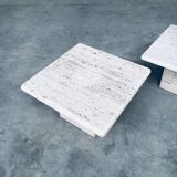 Italian Travertine Square Side End Table, 1970s, Set of 2